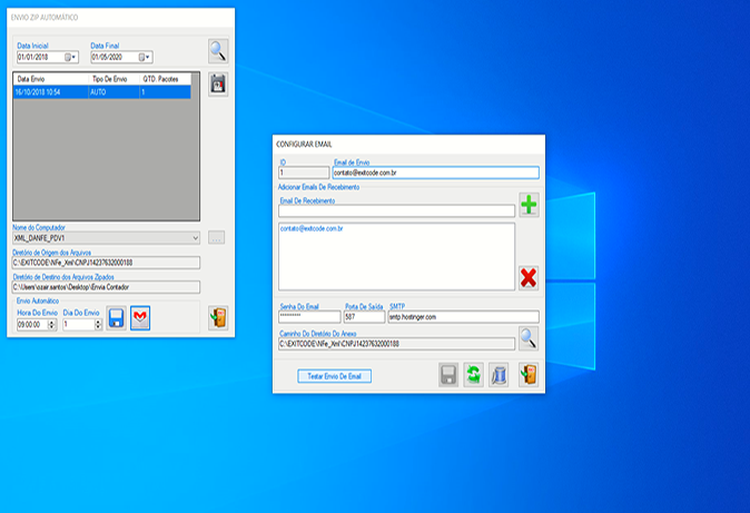 Configurações E-mail